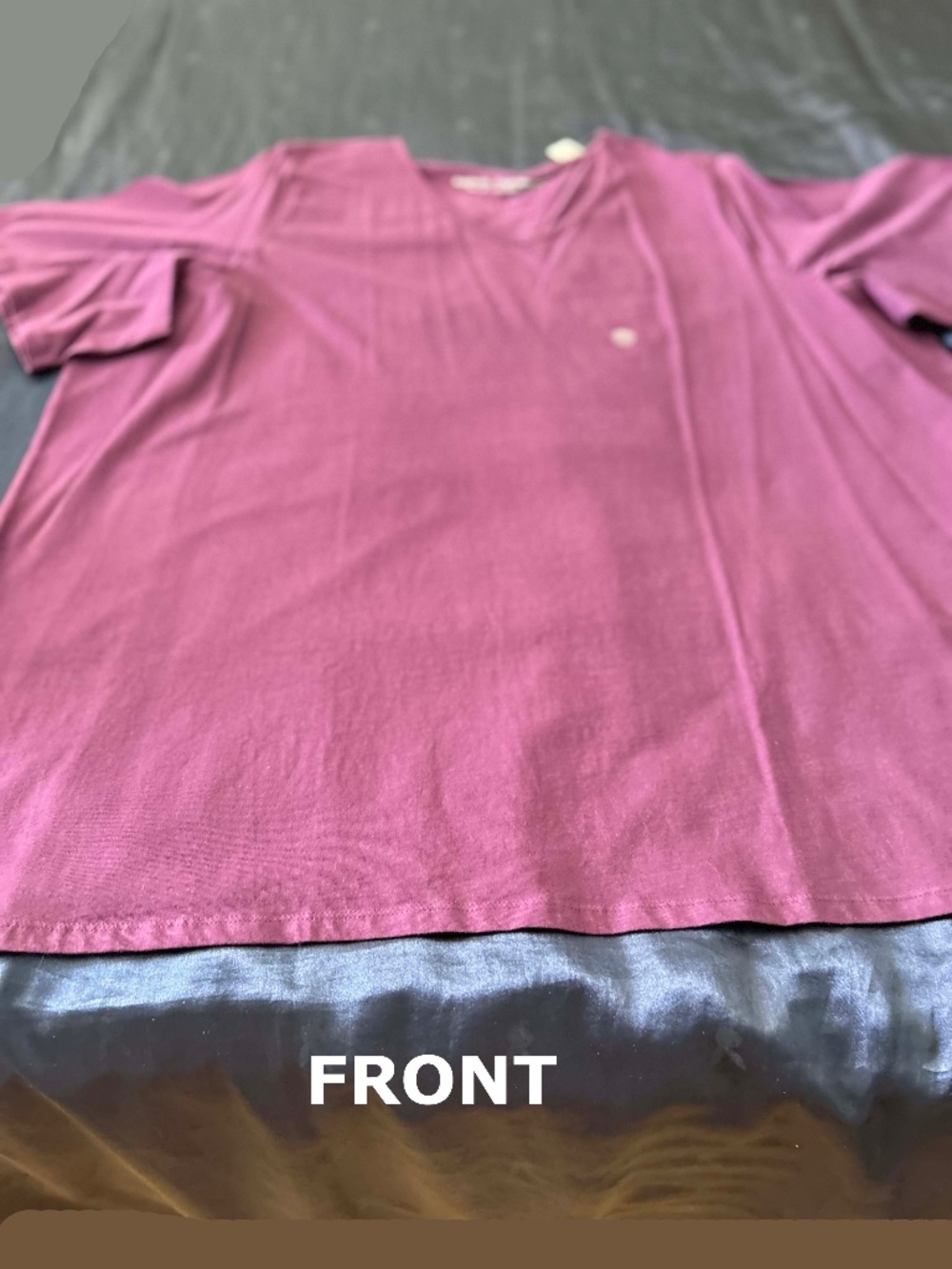 T-SHIRT, VEE NECK, DEEP PURPLE, SIZE 4X, RELAXED FIT, 100% COTTON, SIDE SLITS,